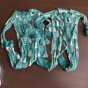 Little Sleepies Teal Tree Pattern Pajama Set
